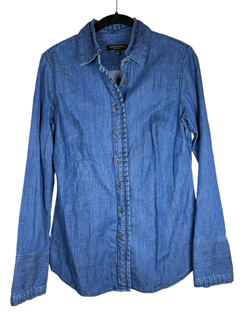Banana Republic Riley Ruffle Denim Shirt Size 4